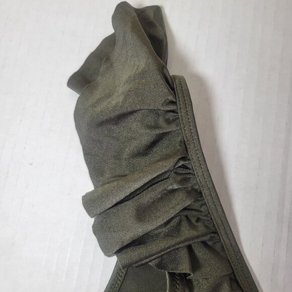 Missguided Olive Green Ruffle Trim Bikini Top Swimwear Beachwear Size US 0 - Picture 2 of 6